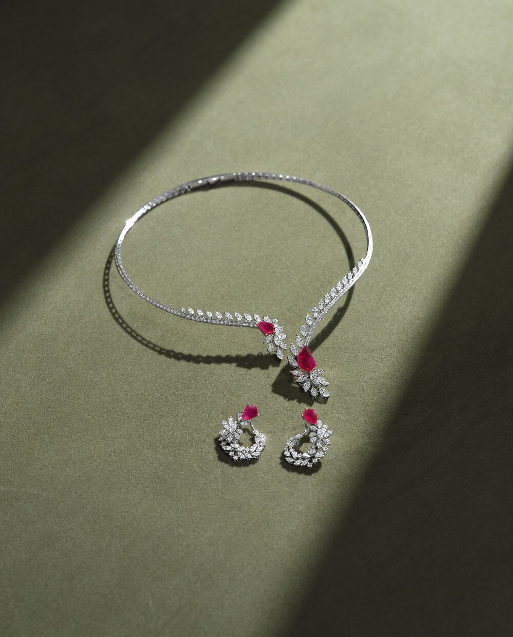 Exclusive Bridal White Gold, Diamonds, and Ruby Two